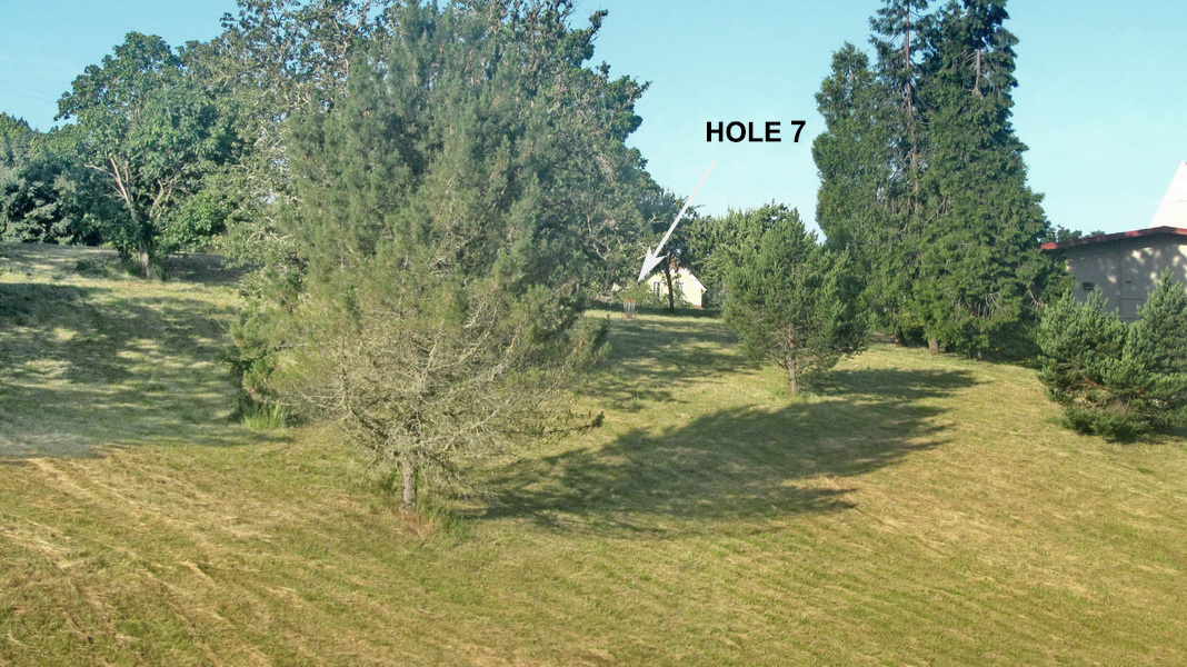 View of tee 7 basket from a distance